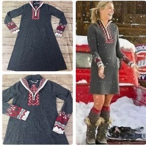 Athleta Alps Snow Cat Sweater Dress Cashmere Blend Size Med Long Sleeve Zip Gray